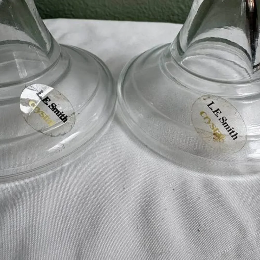 Pair of vintage L.E. Smith Crystal Candlestick Holders